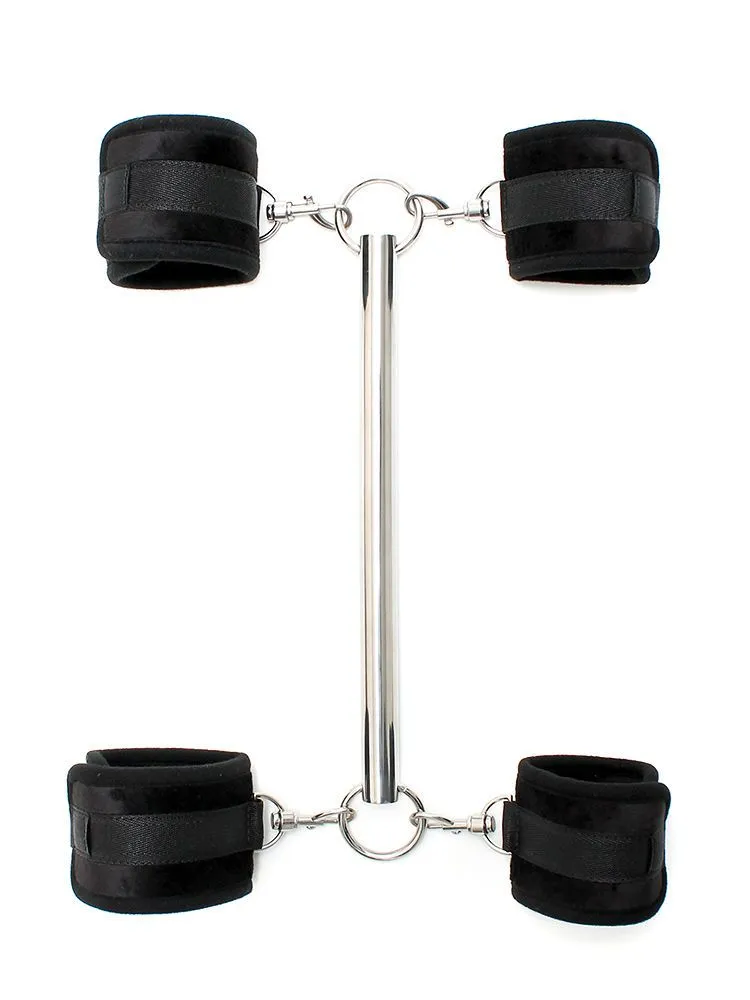 Softbondage Spreizstange mit abnehmbaren Hand- und Fußfesseln, schwarz Softbondage Spreizstange mit abnehmbaren Hand- und Fußfesseln, schwarz
