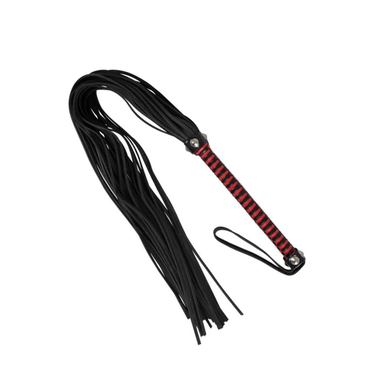 Peitsche mit zweifarbigem Griff und Lederriemen Peitsche mit zweifarbigem Griff und Lederriemen