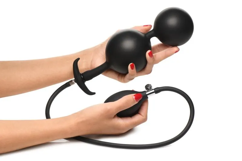 Aufblasbarer Silikon-Analplug - Schwarz – Bild 3