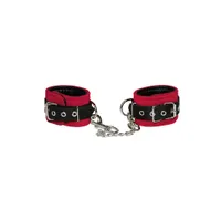 Leder-Handfesseln, rot/schwarz Leder-Handfesseln, rot/schwarz