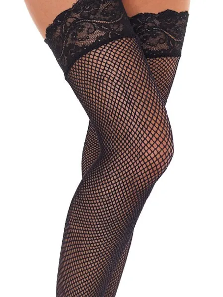 Halterlose Netzstrümpfe, schwarz (One Size) Halterlose Netzstrümpfe, schwarz (One Size)