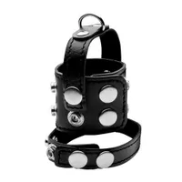 Strict Cock Strap and Ball Stretcher: Hodenstretcher mit Penisring, schwarz Strict Cock Strap and Ball Stretcher: Hodenstretcher mit Penisring, schwarz