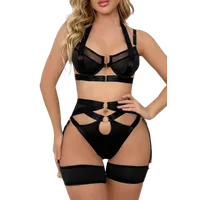 4tlg. Dessous Set ouvert - schwarz 4tlg. Dessous Set ouvert - schwarz