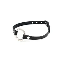 Leder-Knebel mit Metallring, schwarz Leder-Knebel mit Metallring, schwarz