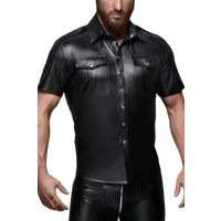 schwarzes Wetlook Hemd schwarzes Wetlook Hemd