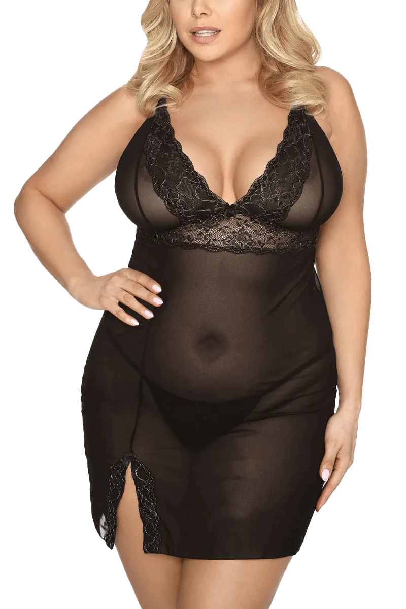 Negligé aus transparentem Tüll Plus Size Negligé aus transparentem Tüll Plus Size