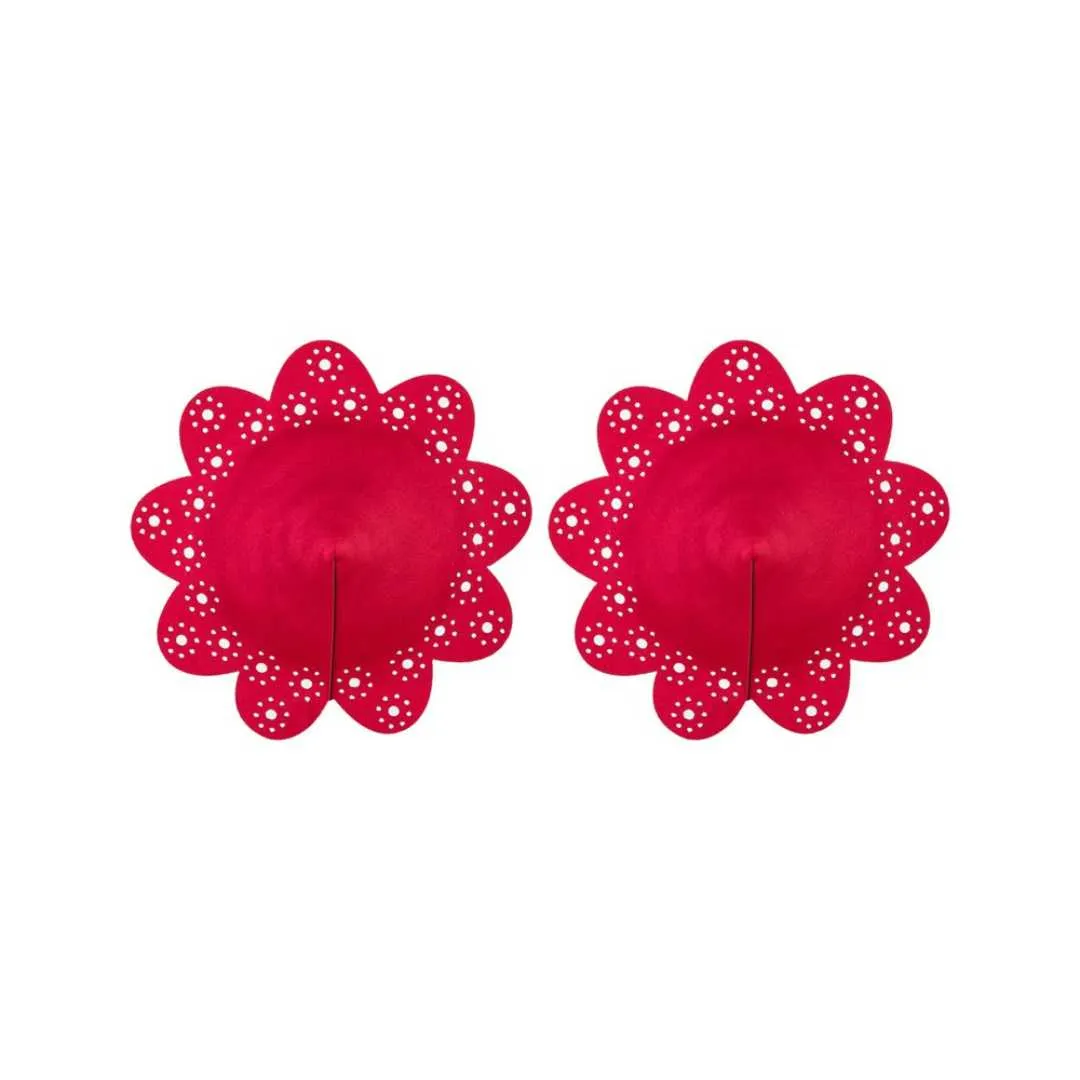 Florale Brustwarzenhüllen in Rot – Bild 3