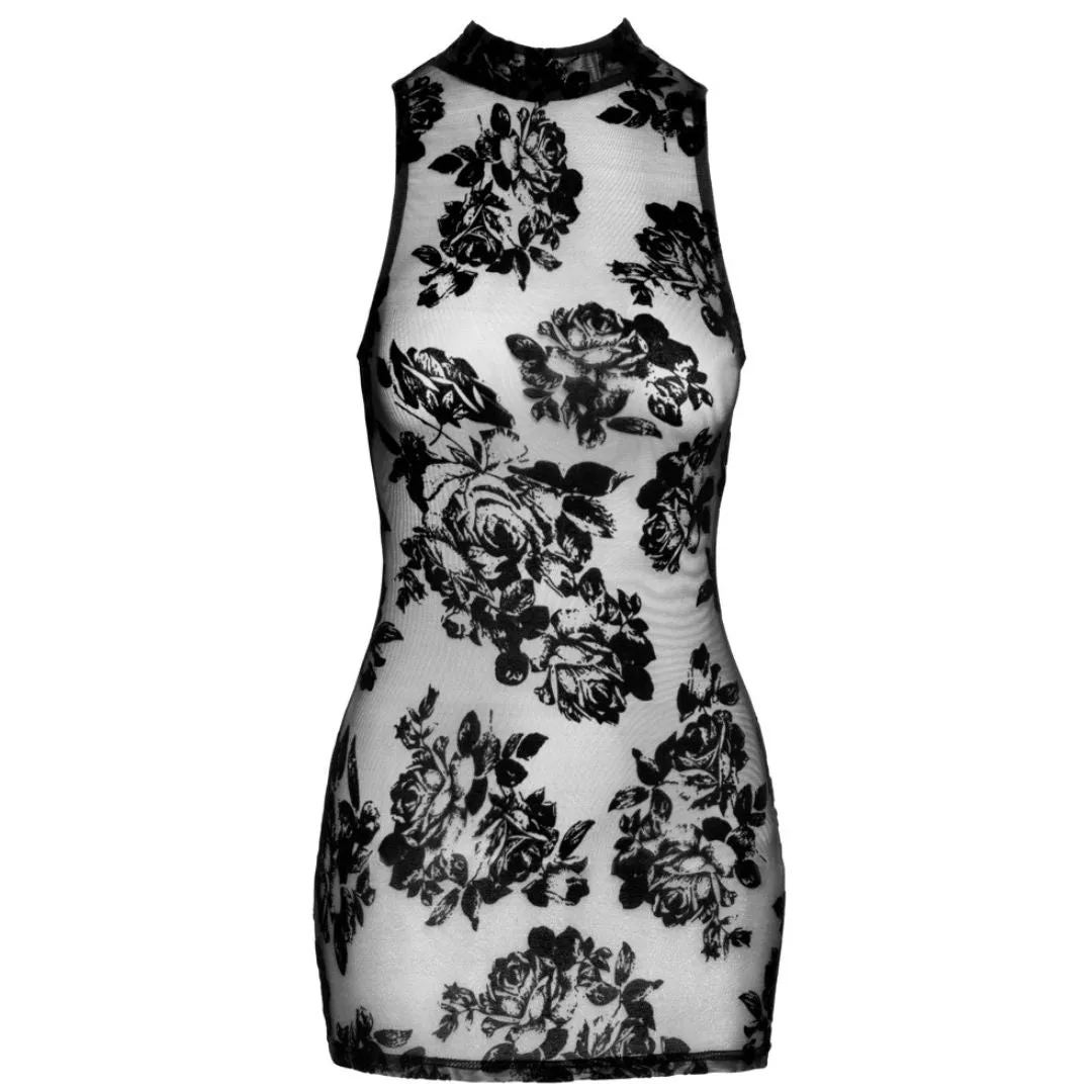 Transparentes Minikleid mit Floral-Samtflockprint – Bild 5