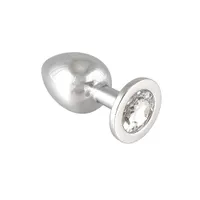 Edelstahl-Buttplug mit klarem Kristall (155g) Edelstahl-Buttplug mit klarem Kristall (155g)