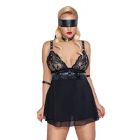 Set: Babydoll, Halsband & Bondage-Schal Set: Babydoll, Halsband & Bondage-Schal