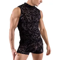 Semi-transparentes, ärmelloses Shirt mit Buchstaben-Print Semi-transparentes, ärmelloses Shirt mit Buchstaben-Print