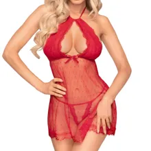 Babydoll mit Pünktchen-Muster plus Tanga