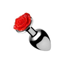 Booty Sparks Red Rose Butt Plug Medium: Rosen-Analplug, silber/rot (Large) Booty Sparks Red Rose Butt Plug Medium: Rosen-Analplug, silber/rot (Large)