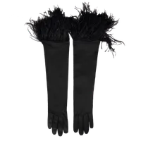 Elif Domanic - Lange Narina Handschuhe mit Straußenfedern Größe L Elif Domanic - Lange Narina Handschuhe mit Straußenfedern Größe L