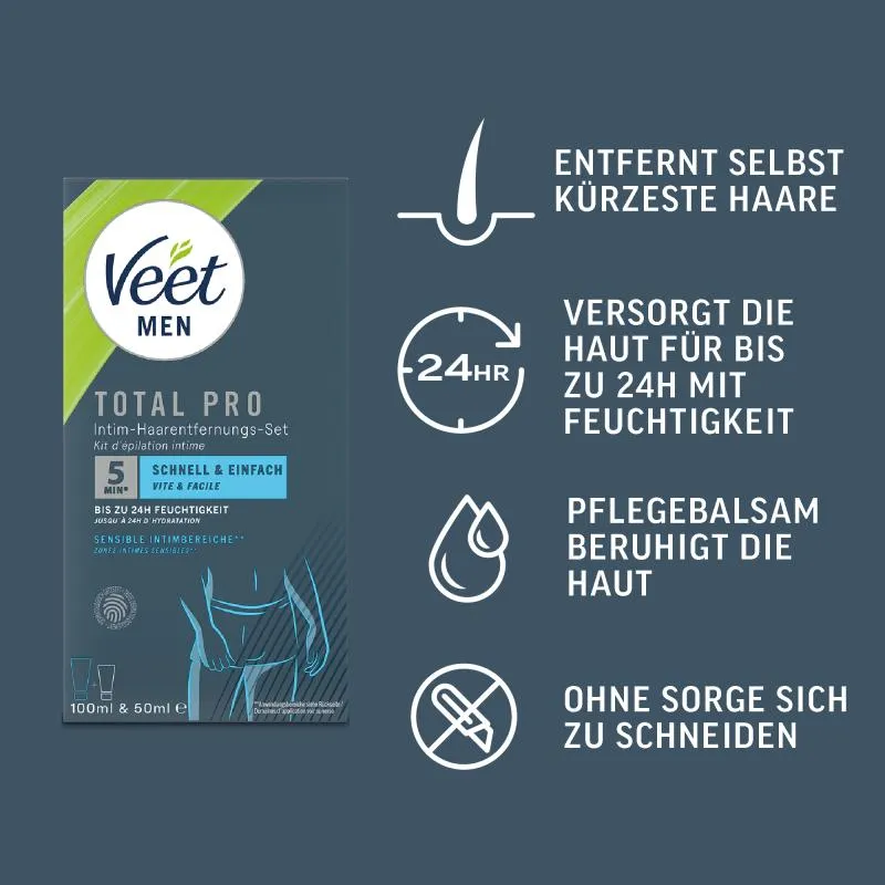 Veet Men Intim-Haarentfernungs-Set für Männer - 100 ml Tube & 50 ml Balsam – Bild 3