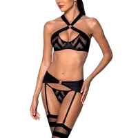 3tlg. Dessous Set mit Muster 3tlg. Dessous Set mit Muster