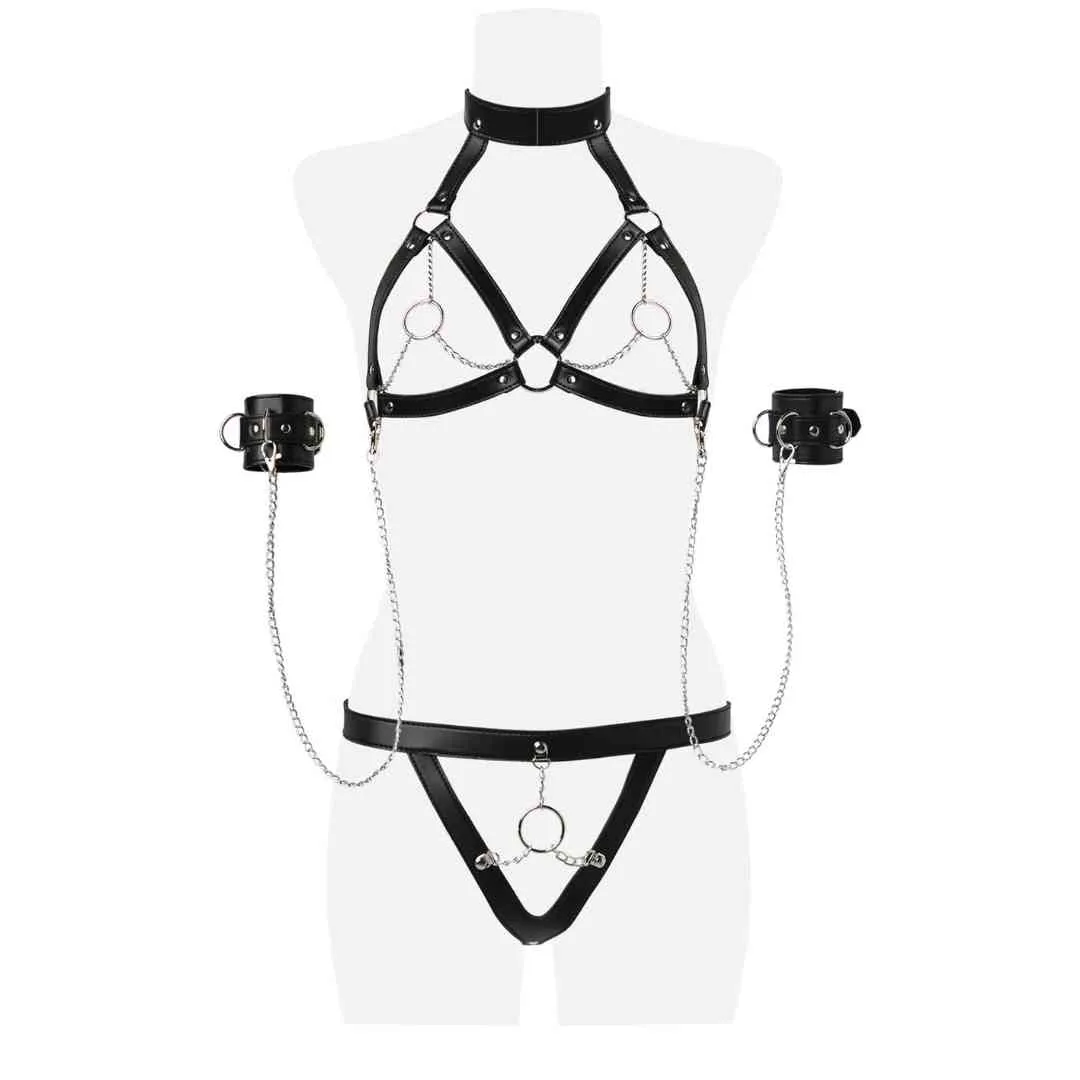 Ketten-Harness-Set mit Handschellen und Maske – Bild 4