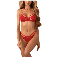 2tlg. Set in rot mit Kettchen & ouvert 2tlg. Set in rot mit Kettchen & ouvert