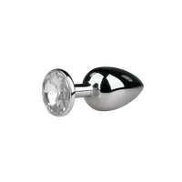 Silberner Analplug mit silbernem Kristall - S/M/L Silberner Analplug mit silbernem Kristall - S/M/L