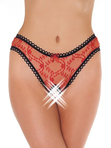 Ouvert-String: Flowers, rot (One Size) Ouvert-String: Flowers, rot (One Size)