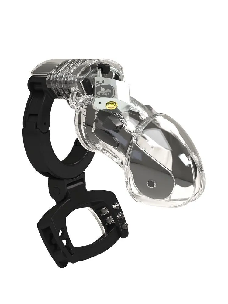 Mystim Pubic Enemy No 3: Elektro-Peniskäfig, transparent/schwarz Mystim Pubic Enemy No 3: Elektro-Peniskäfig, transparent/schwarz