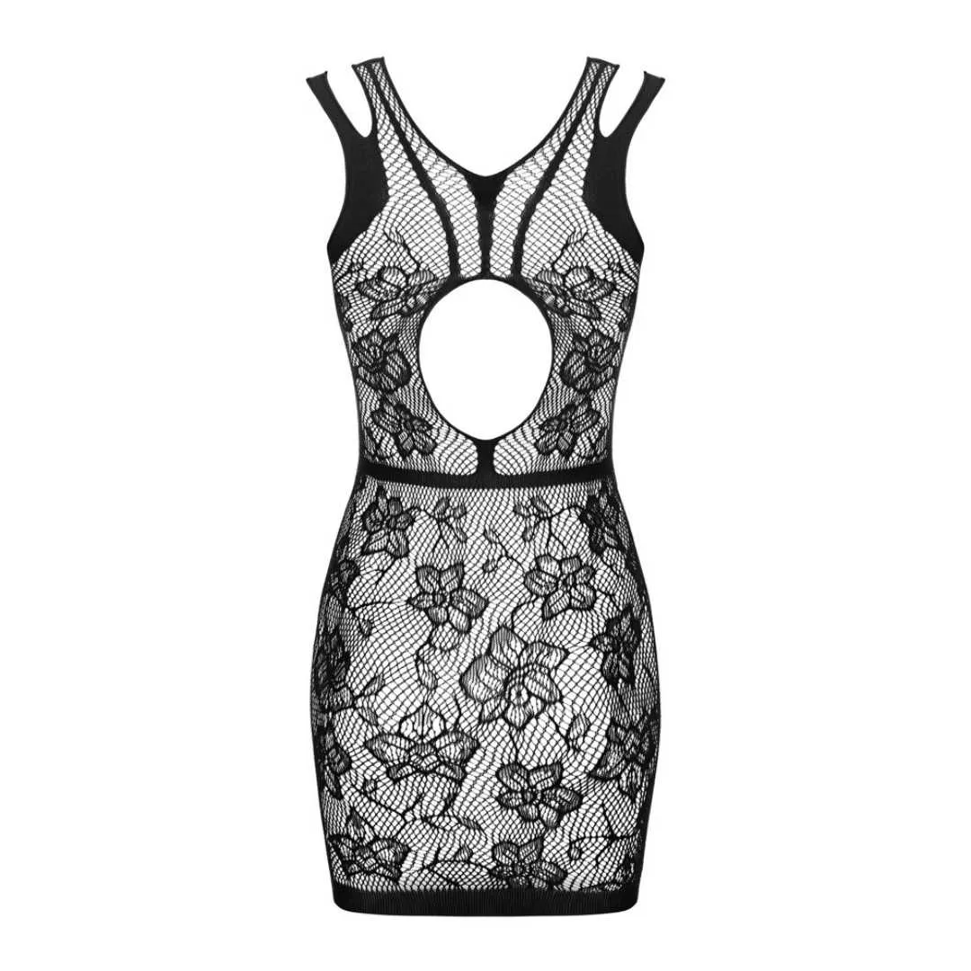 Minikleid aus gewebtem Netz mit Blumenmuster – Bild 5