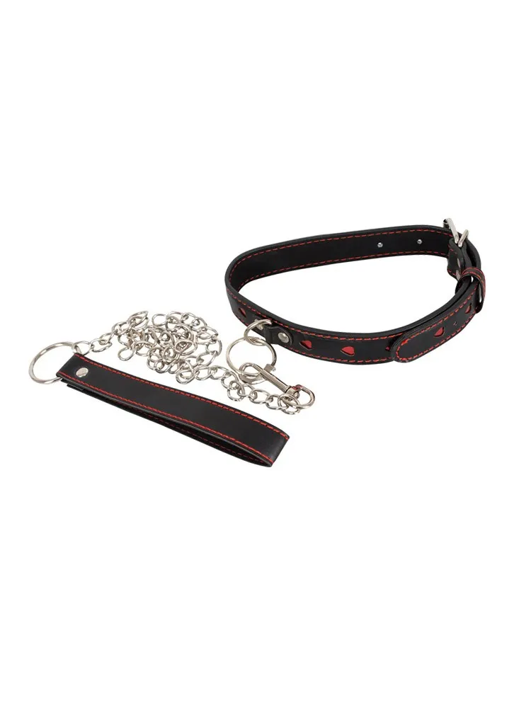 Bad Kitty Halsfessel mit Leine, schwarz/rot Bad Kitty Halsfessel mit Leine, schwarz/rot