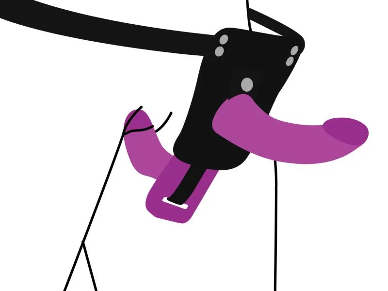 XR Brands - Doppeldildo mit Vibration und Gurt - Lila – Bild 2