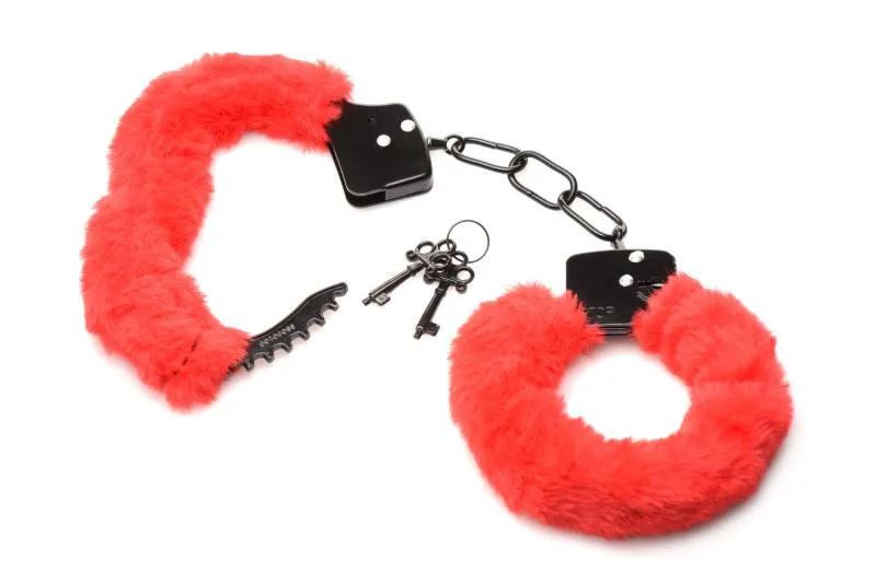 XR Brands - Cuffed in Fur Handschellen - Rot – Bild 2