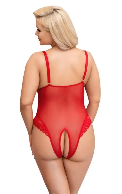 Bodysuit mit offenem Schritt - Rot – Bild 3