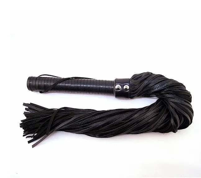 Flogger With Leather Handle & Stripes Black Flogger With Leather Handle & Stripes Black