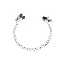 Metall-Nippelklemmen mittel mit Kette, silber Metall-Nippelklemmen mittel mit Kette, silber