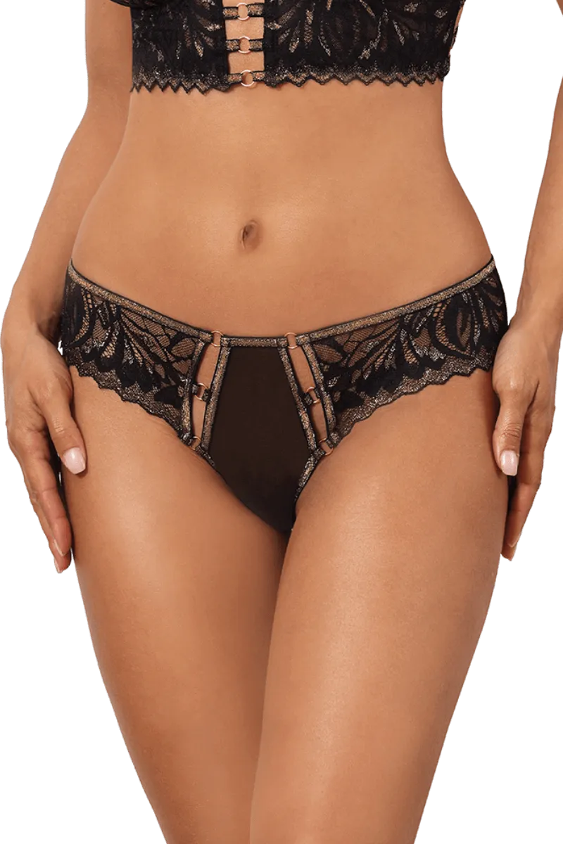 String mit Riemchen schwarz gold String mit Riemchen schwarz gold