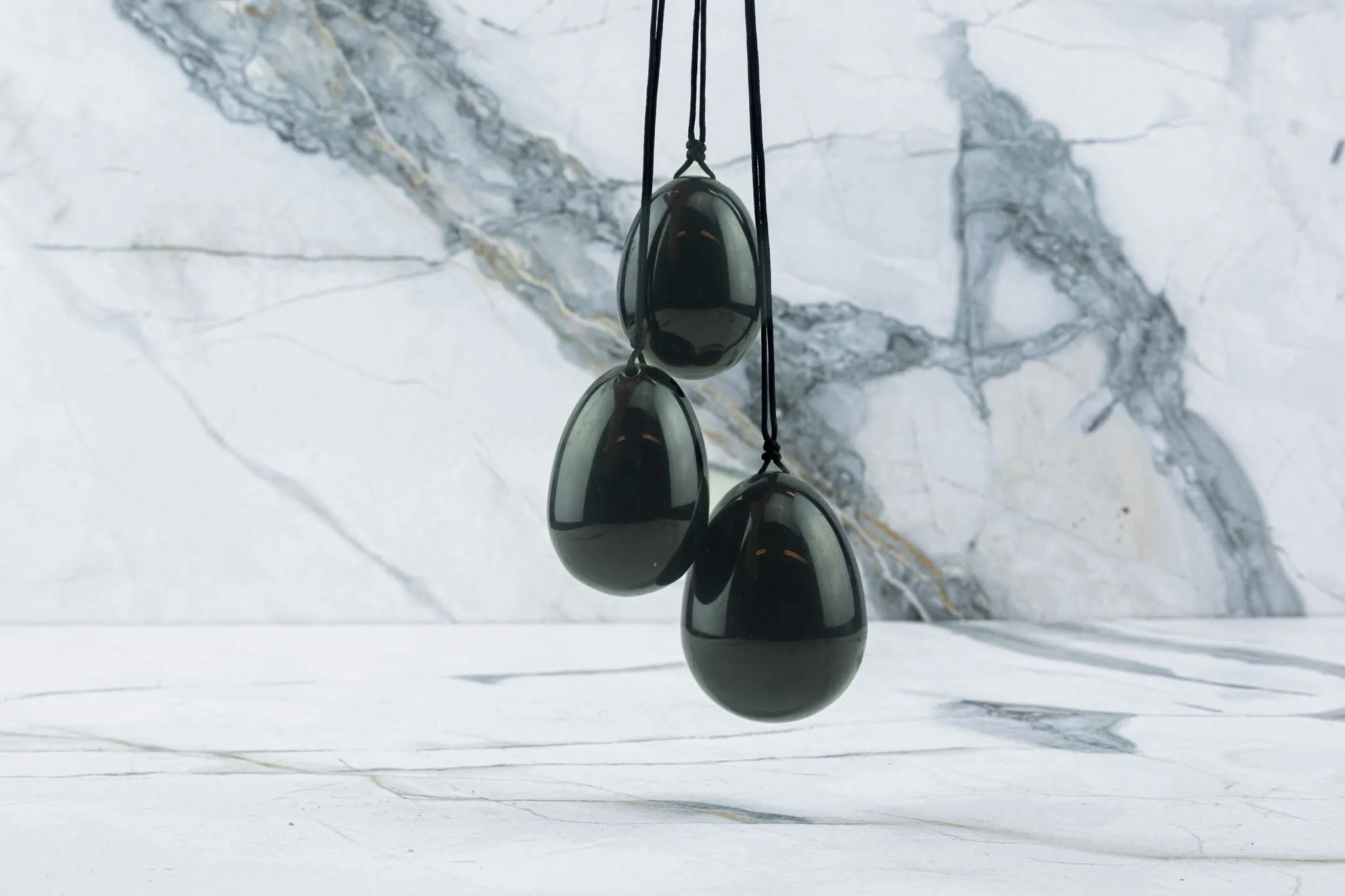 Yoni-Ei - Obsidian (Satz) – Bild 2