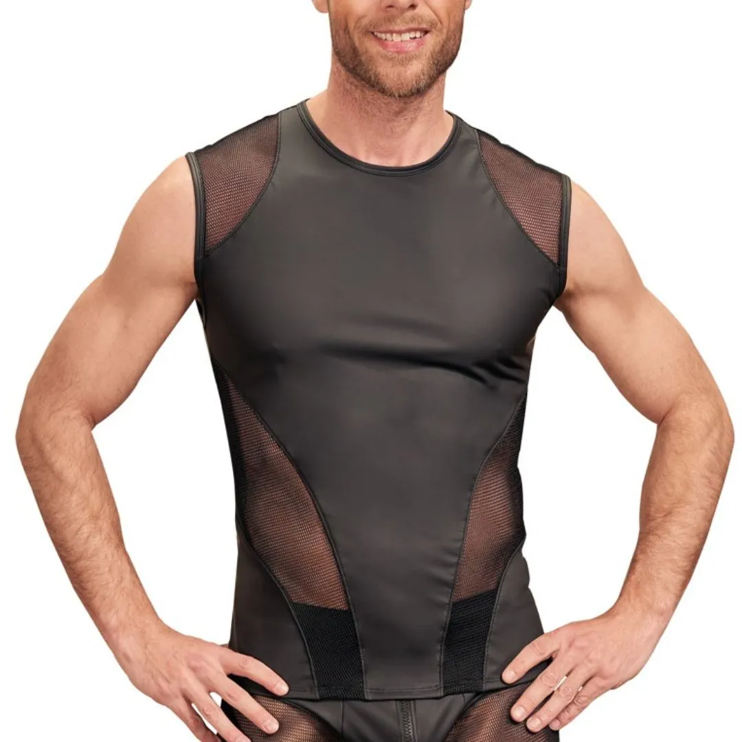 Ärmelloses Shirt im Mattlook mit Netz-Einsätzen Ärmelloses Shirt im Mattlook mit Netz-Einsätzen