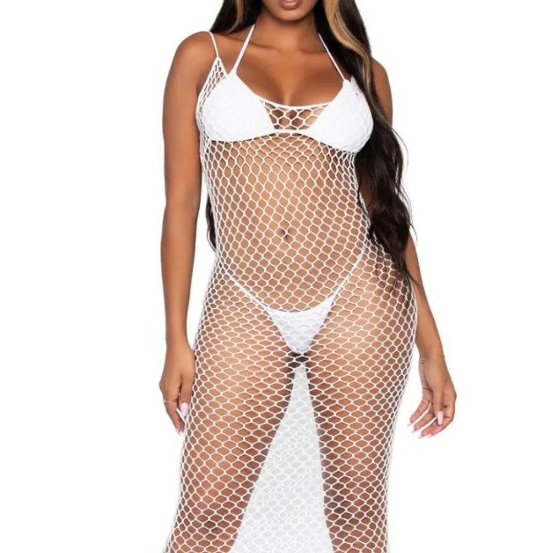 Maxikleid aus Netz mit offenem Rücken – Bild 4