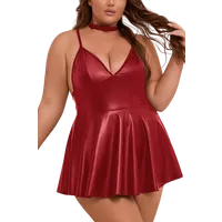 Wetlook Minikleid rot Plus Size Wetlook Minikleid rot Plus Size