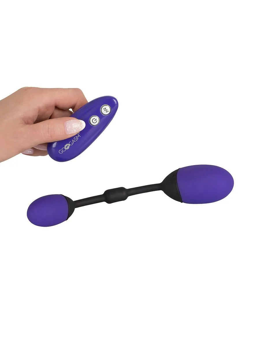GoGasm Vibrating Pussy & Ass Balls: Vibro-Liebeskugel-Duo, schwarz/lila GoGasm Vibrating Pussy & Ass Balls: Vibro-Liebeskugel-Duo, schwarz/lila