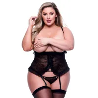 Baci - 2pc Peek-a-boo Bustier & G-string Set Queen Baci - 2pc Peek-a-boo Bustier & G-string Set Queen