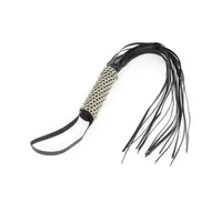 Lederpeitsche mit Kettengriff + 16 Riemen, schwarz Lederpeitsche mit Kettengriff + 16 Riemen, schwarz