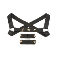 XR Brands - Brustgeschirr mit Armbändern - Schwarz XR Brands - Brustgeschirr mit Armbändern - Schwarz