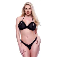 Baci - 2pc Peek-a-boo Bra & Crotchless G-string Set Baci - 2pc Peek-a-boo Bra & Crotchless G-string Set