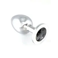Aluminium-Buttplug mit schwarzem Kristall (155g) Aluminium-Buttplug mit schwarzem Kristall (155g)