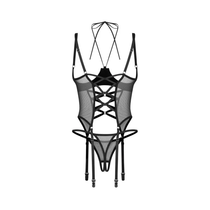 Obsessive – Dominna Corset & Crotchless Thong – Schwarz – Bild 5