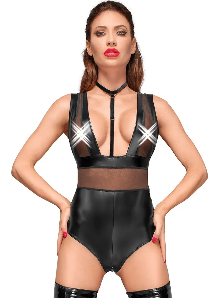 Noir Handmade: Wetlook-Netz-Body F183, schwarz (XL) Noir Handmade: Wetlook-Netz-Body F183, schwarz (XL)