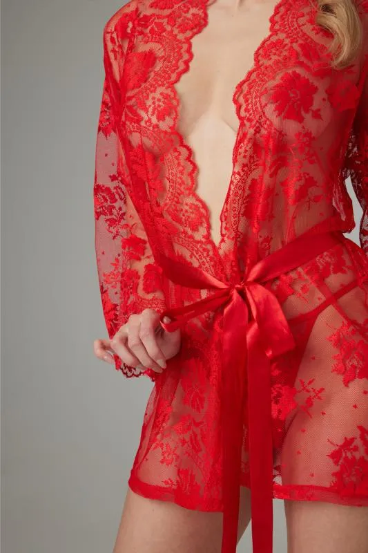 Christine - Spitzen-Kimono Graceful - Rot – Bild 3