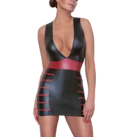 Wetlook Kleid matt mit roten Details Wetlook Kleid matt mit roten Details