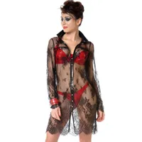 Patrice Catanzaro Adela: Spitzen-Longbluse, schwarz (L) Patrice Catanzaro Adela: Spitzen-Longbluse, schwarz (L)