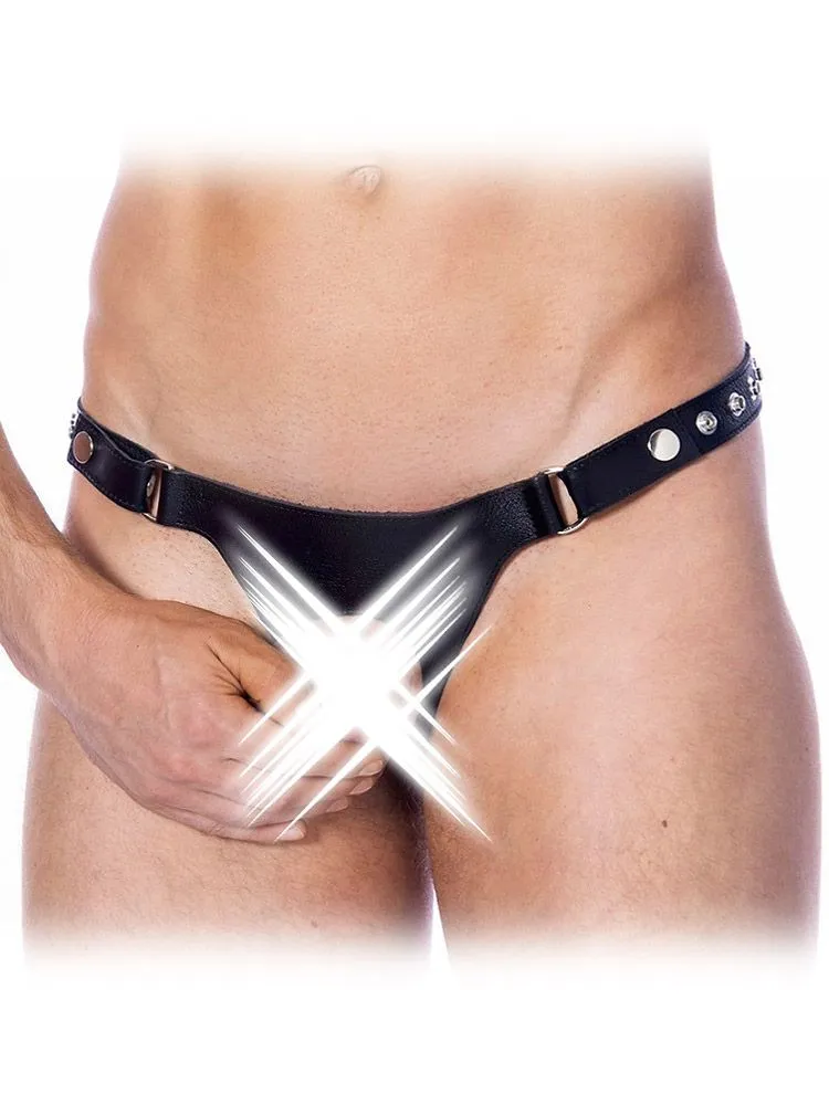 Leder-Ouvert-Riemenstring, schwarz (One Size) Leder-Ouvert-Riemenstring, schwarz (One Size)