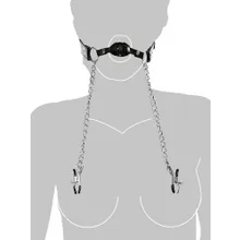 Fetish Fantasy Extreme: Ballknebel mit Nippelklemmen Fetish Fantasy Extreme: Ballknebel mit Nippelklemmen